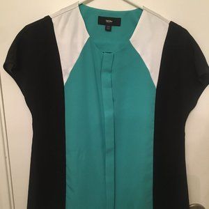 Chiffon Teal/Black/White Short Sleeved Mossimo Blouse